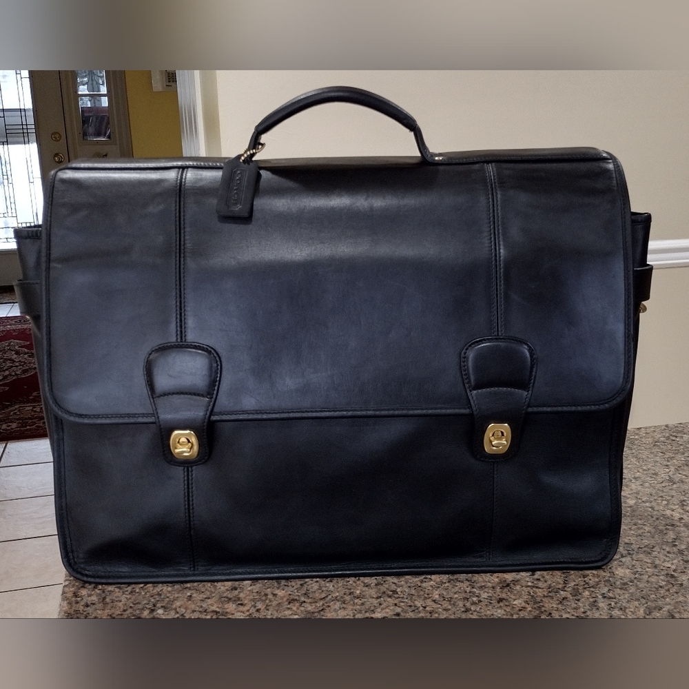 Coach Black Saddle Leather Briefcase